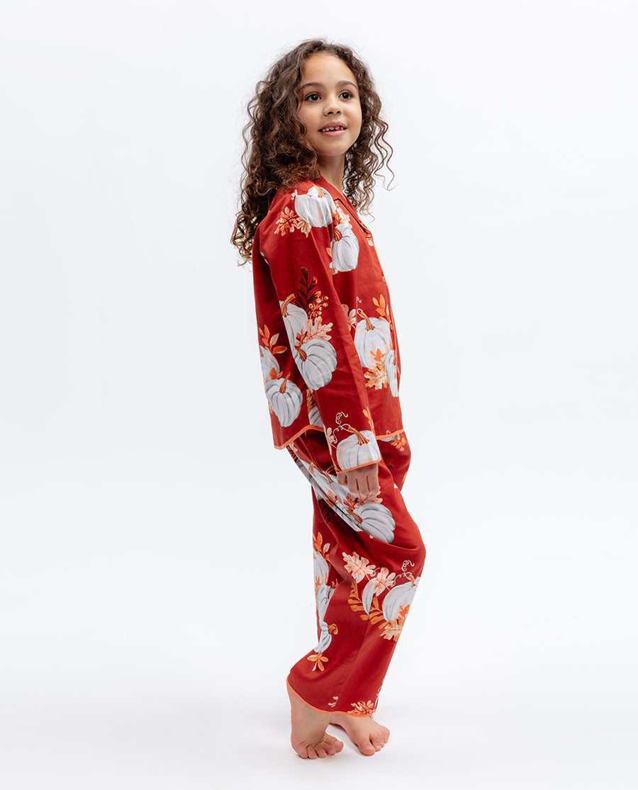 Girls Pumpkin Print Pyjama Set