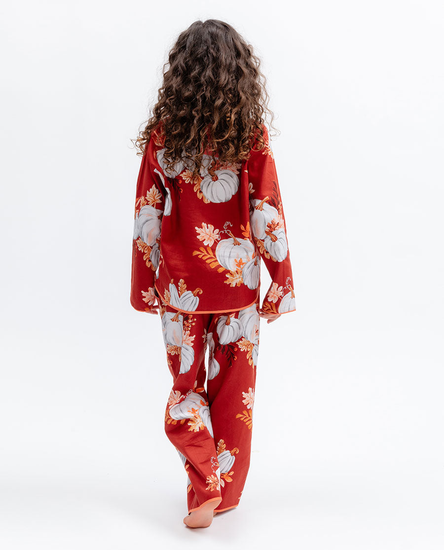 Girls Pumpkin Print Pyjama Set