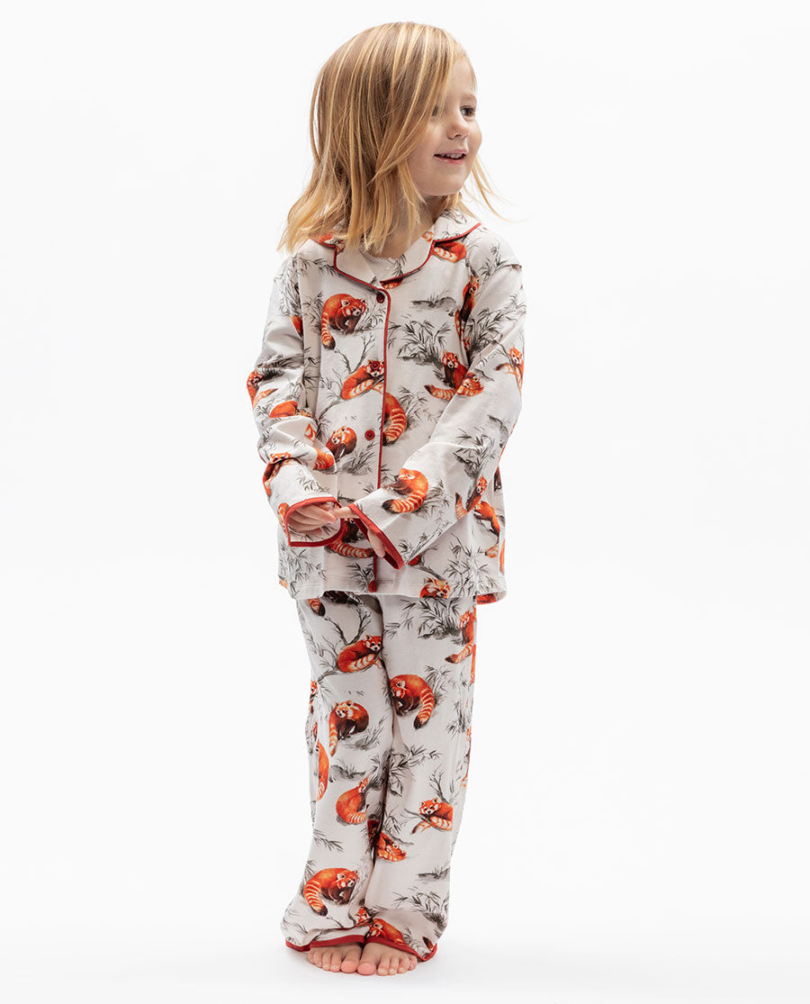 Pumpkin Spice Girls Red Panda Printed Jersey Pyjama Set