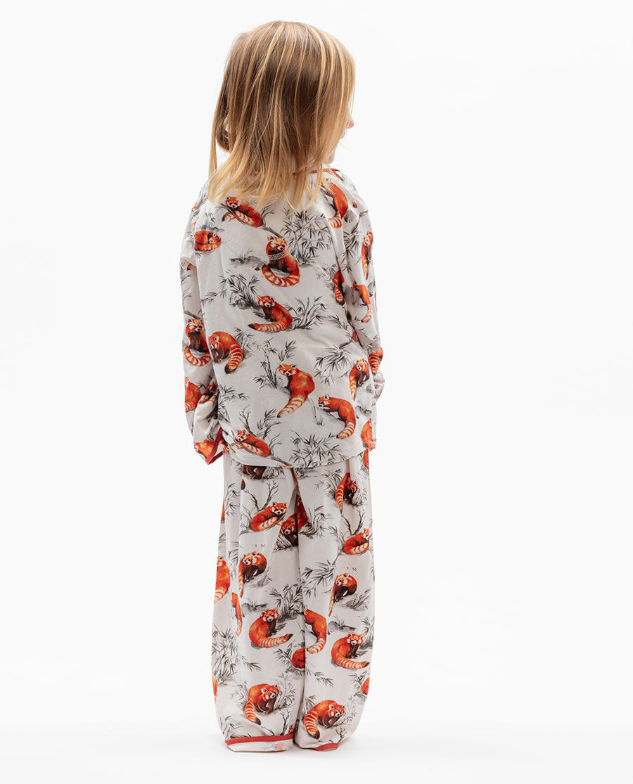 Pumpkin Spice Girls Red Panda Printed Jersey Pyjama Set