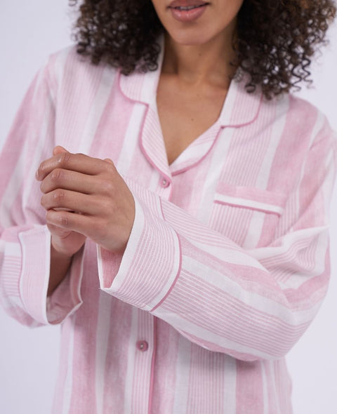 The Linen Edit Womens Printed Stripe Nightshirt