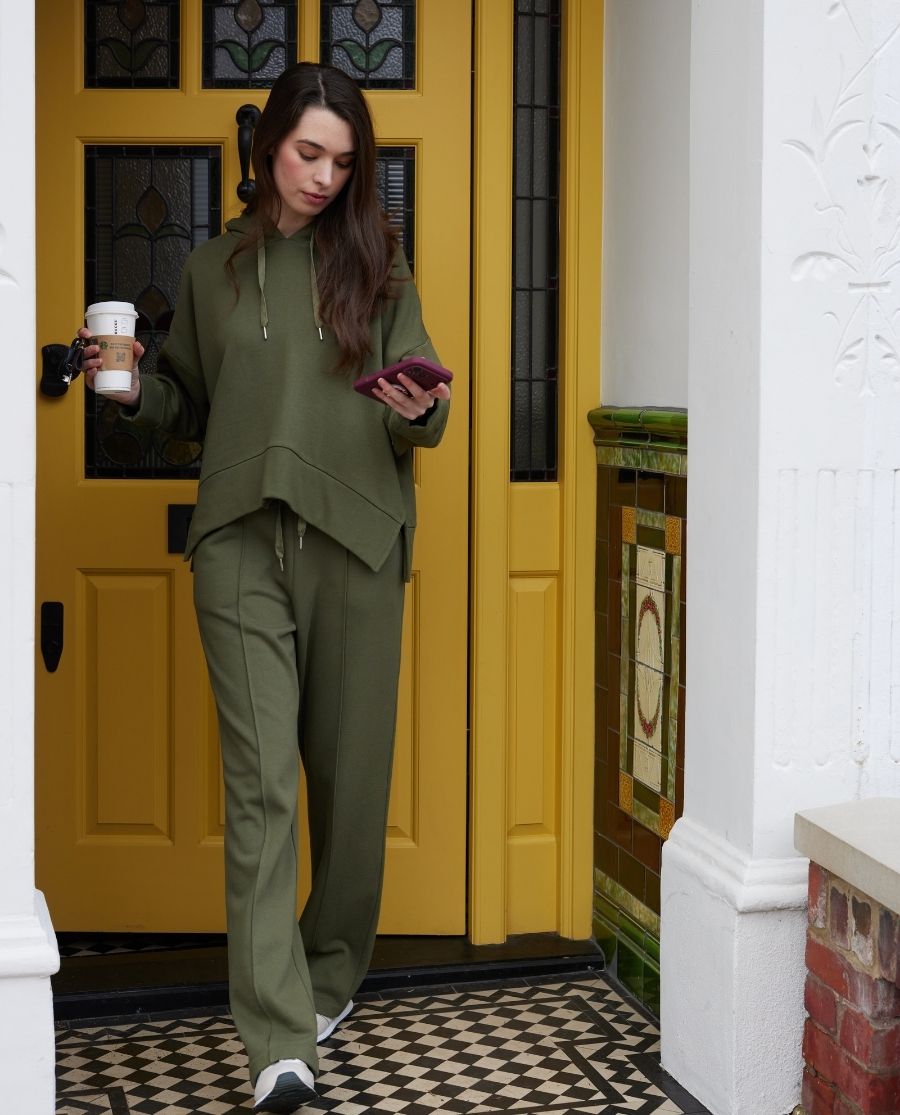 Womens Olive Lounge Hoodie and Joggers Set
