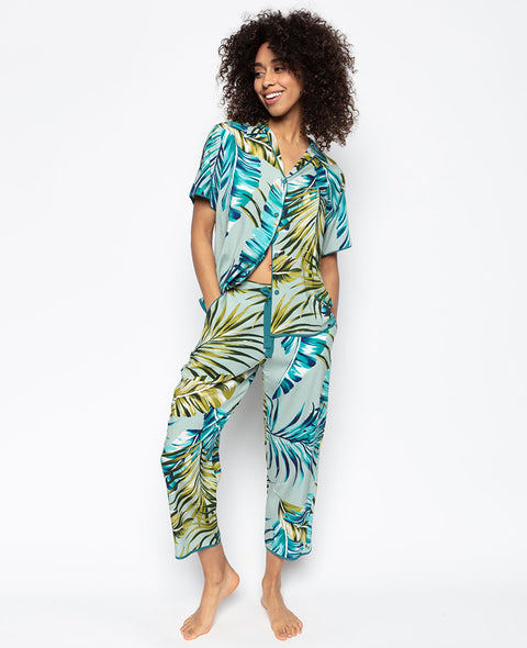 Eleanor Palm Leaf Print Print Cropped Pyjama Set