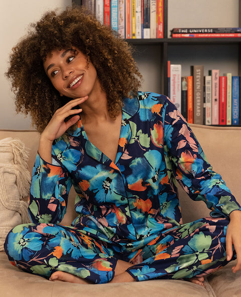 Bea Damen-Pyjama-Set mit Blumendruck