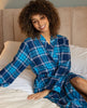Brushed Blue Check Long Dressing Gown