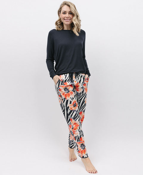 Nicole Slouch Jersey Top and Animal Floral Print Pyjama Set