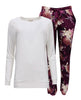 Weißes Slouch-Jersey-Oberteil und Pyjama-Set mit Blumenmuster von Eve