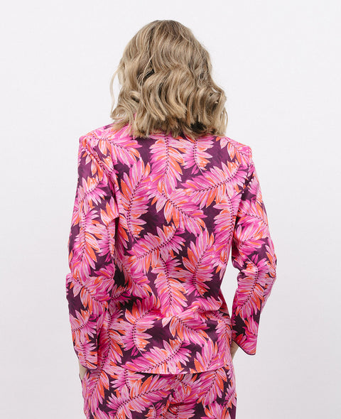 Carina Pyjama-Oberteil mit Palmblatt-Print