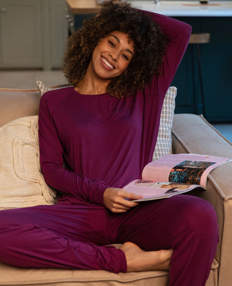 Carina Magenta Solid Slouch Jersey Pyjama Set