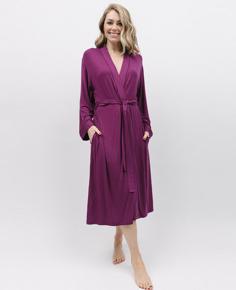 Carina Magenta Jersey Long Dressing Gown