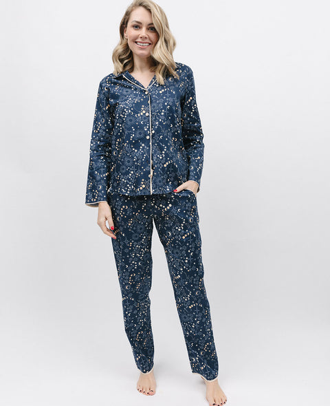 Blaues Pyjama-Set mit himmlischem Print für Damen von Cosmo
