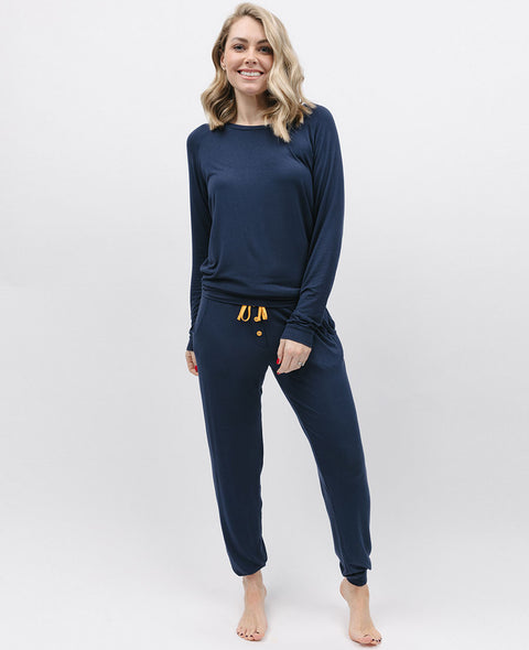 Navy Slouch Jersey Pyjama Set