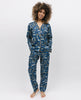 Fawn Damen-Pyjama-Set mit Waldmuster in Blaumischung