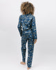 Fawn Damen-Pyjama-Set mit Waldmuster in Blaumischung