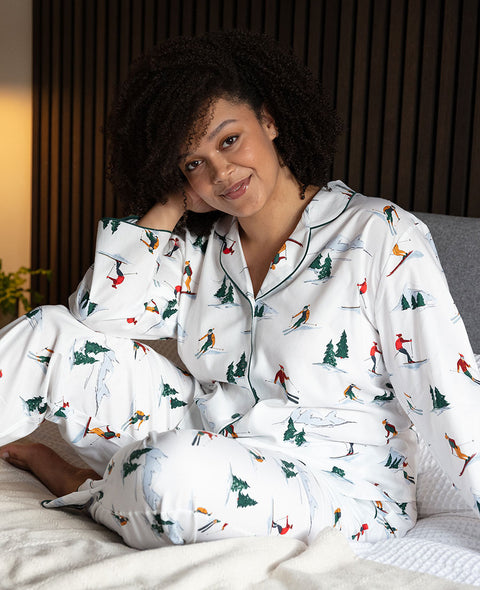 Whistler White Mix Womens Ski Print Pyjama Set