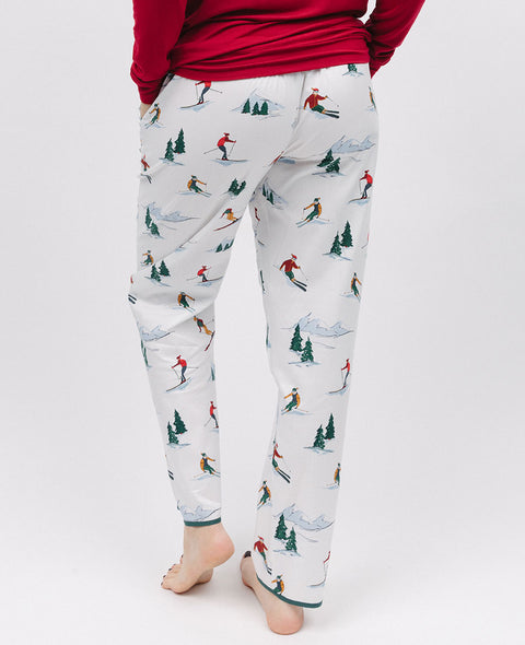 Whistler Cream Damen-Pyjamahose mit Ski-Print