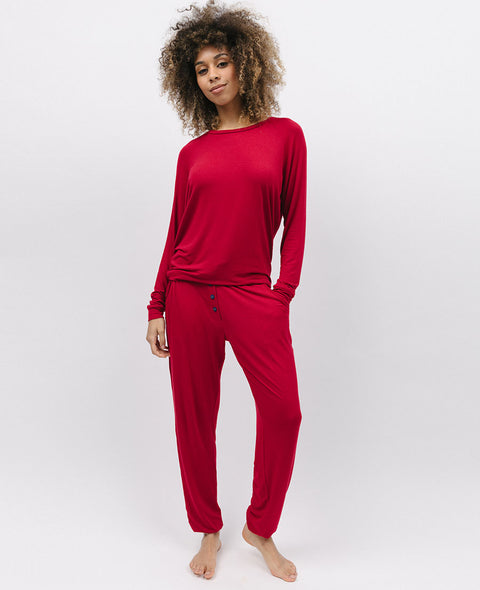 Rotes Slouch-Jersey-Pyjama-Set