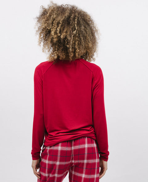Red Slouch Jersey Pyjama Top