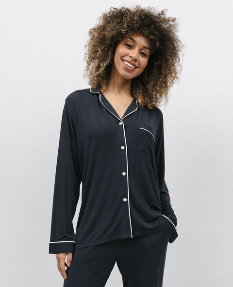 Nicole Charcoal Revere Jersey Pyjama Top