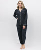 Nicole Anthrazitfarbenes Pyjama-Oberteil aus Jersey mit Revers