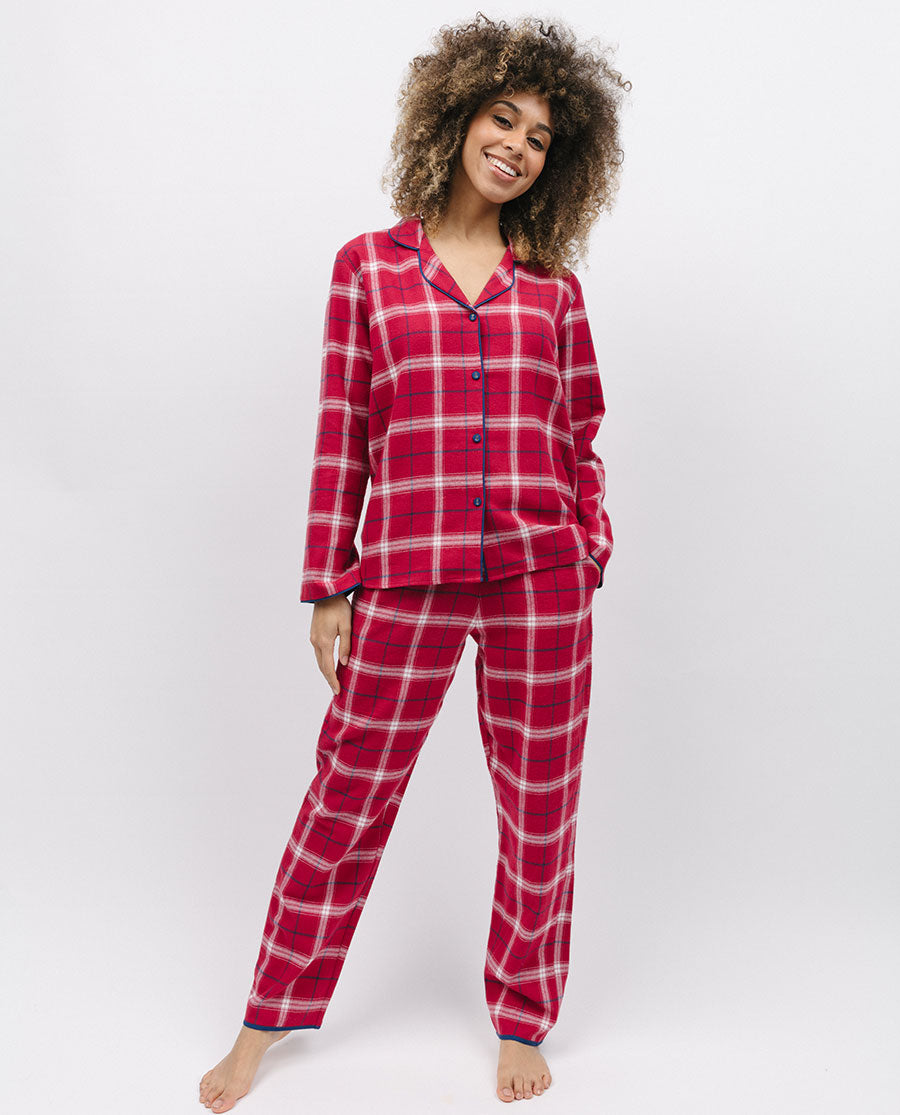 Noél Womens Super Cosy Check Pyjama Top