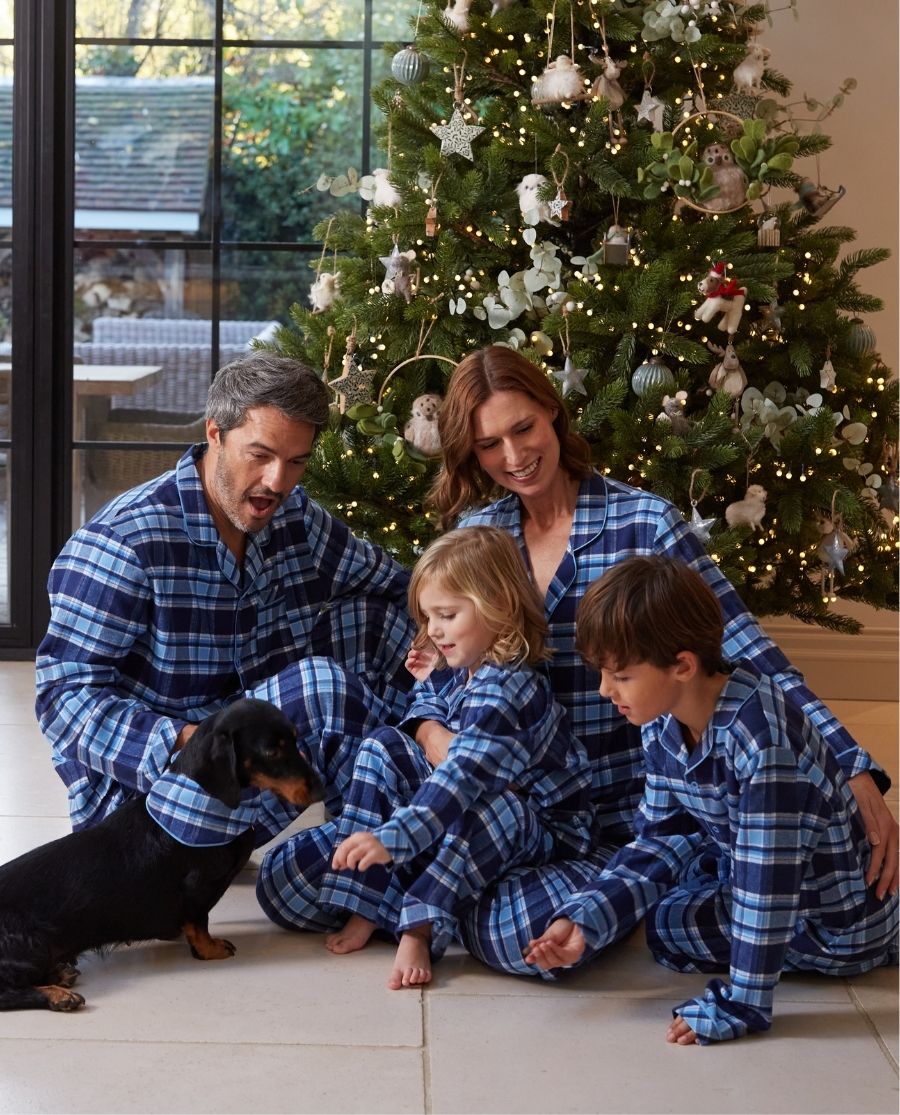 Blue Brushed Check Matching Family Pyjama Set