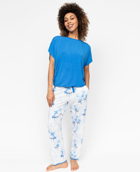 Lyla Womens Slouch Jersey Top and Zebra Print Pyjama Set