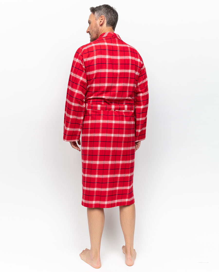 Noél Mens Super Cosy Check Long Dressing Gown Cyberjammies