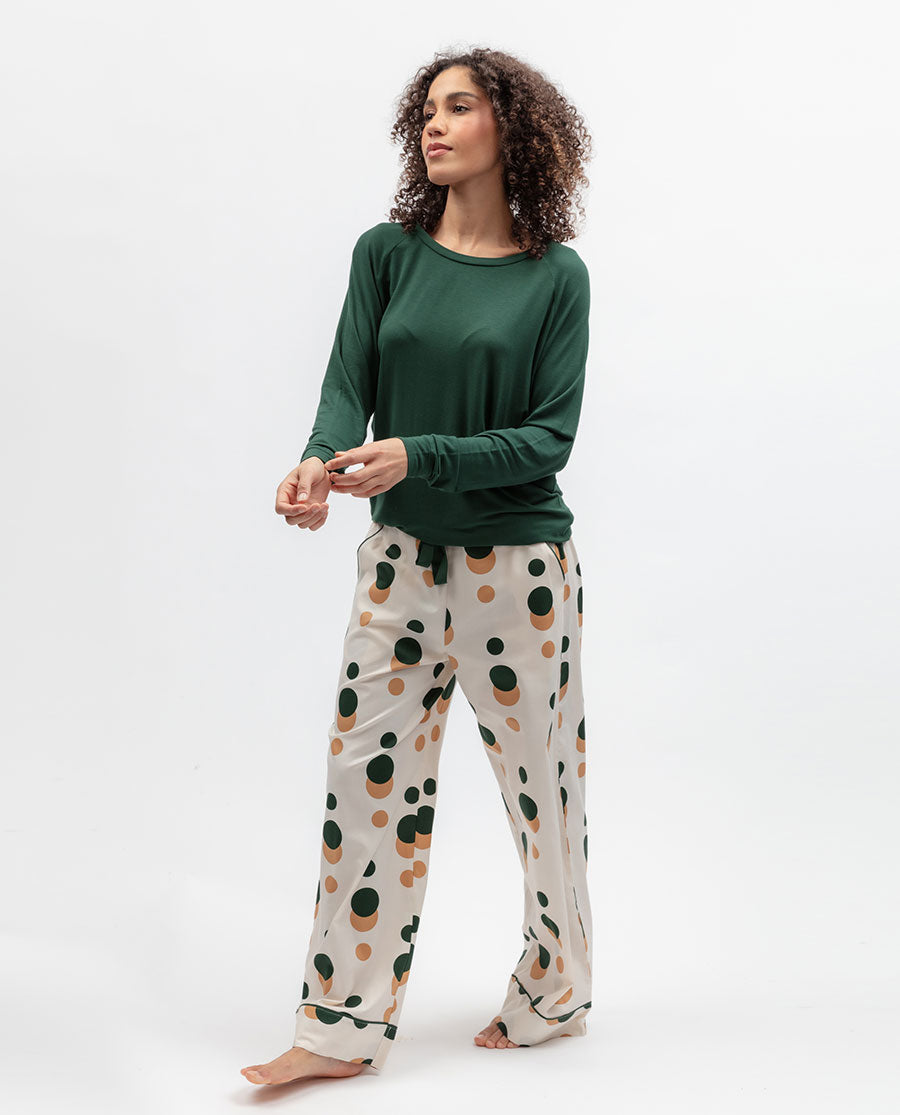 Ember Womens Slouch Top and Spot Print Pyjama Set
