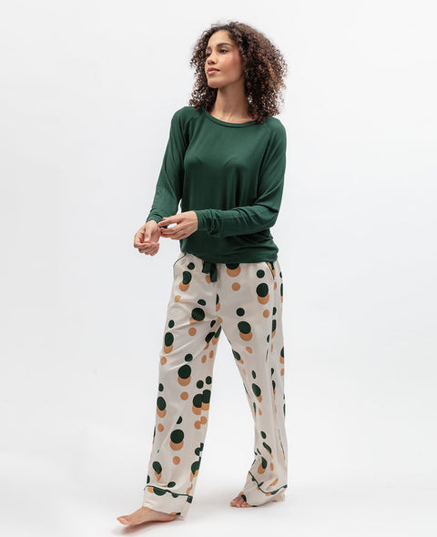 Ember Womens Slouch Jersey Top and Spot Print Pyjama Set