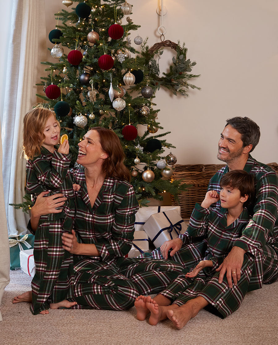 Green Brushed Checks Matching Family Pyjama Set