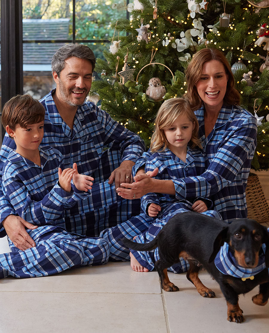 Blue Brushed Check Matching Family Pyjama Set