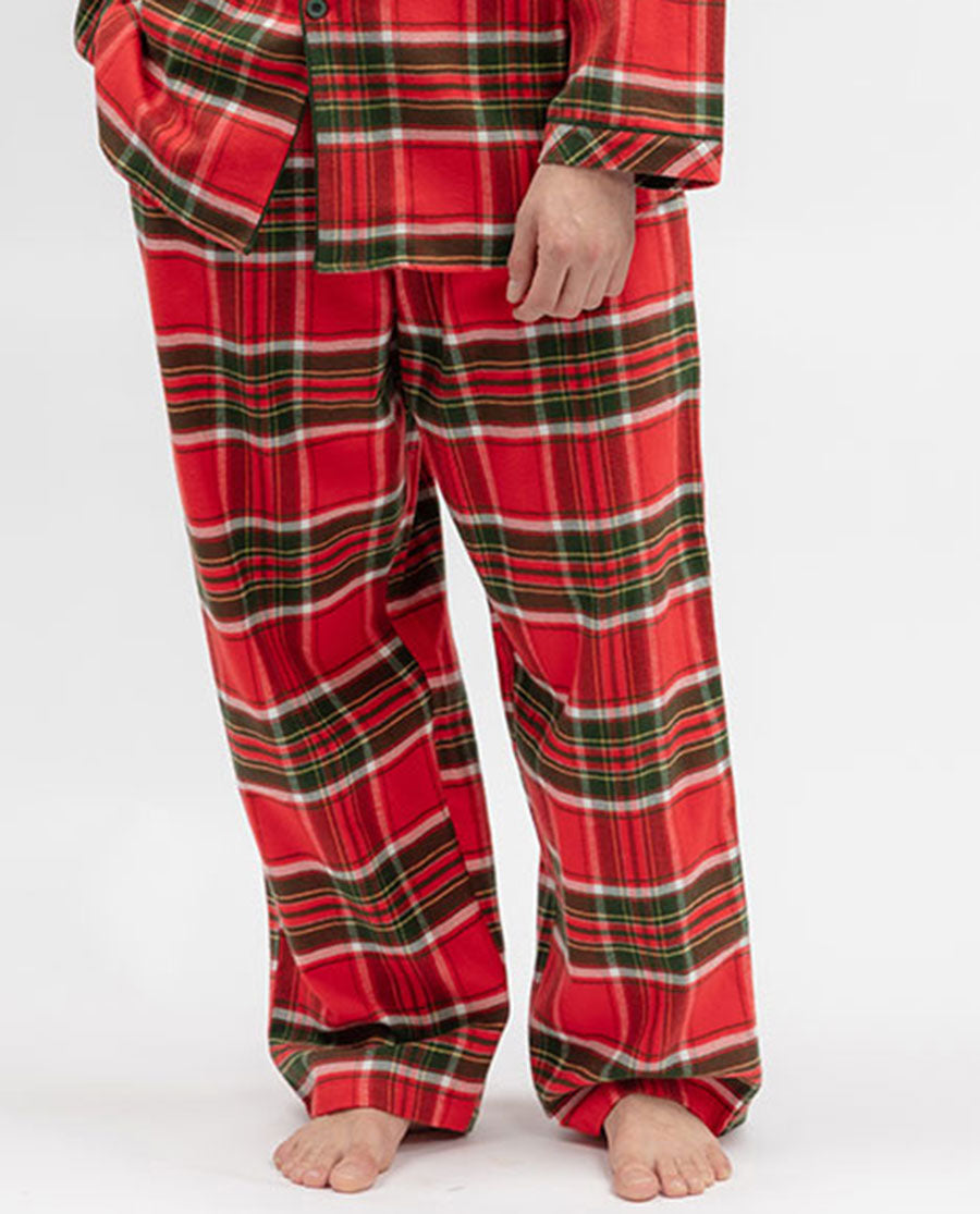 Mens Red Brushed Check Pyjama Bottoms