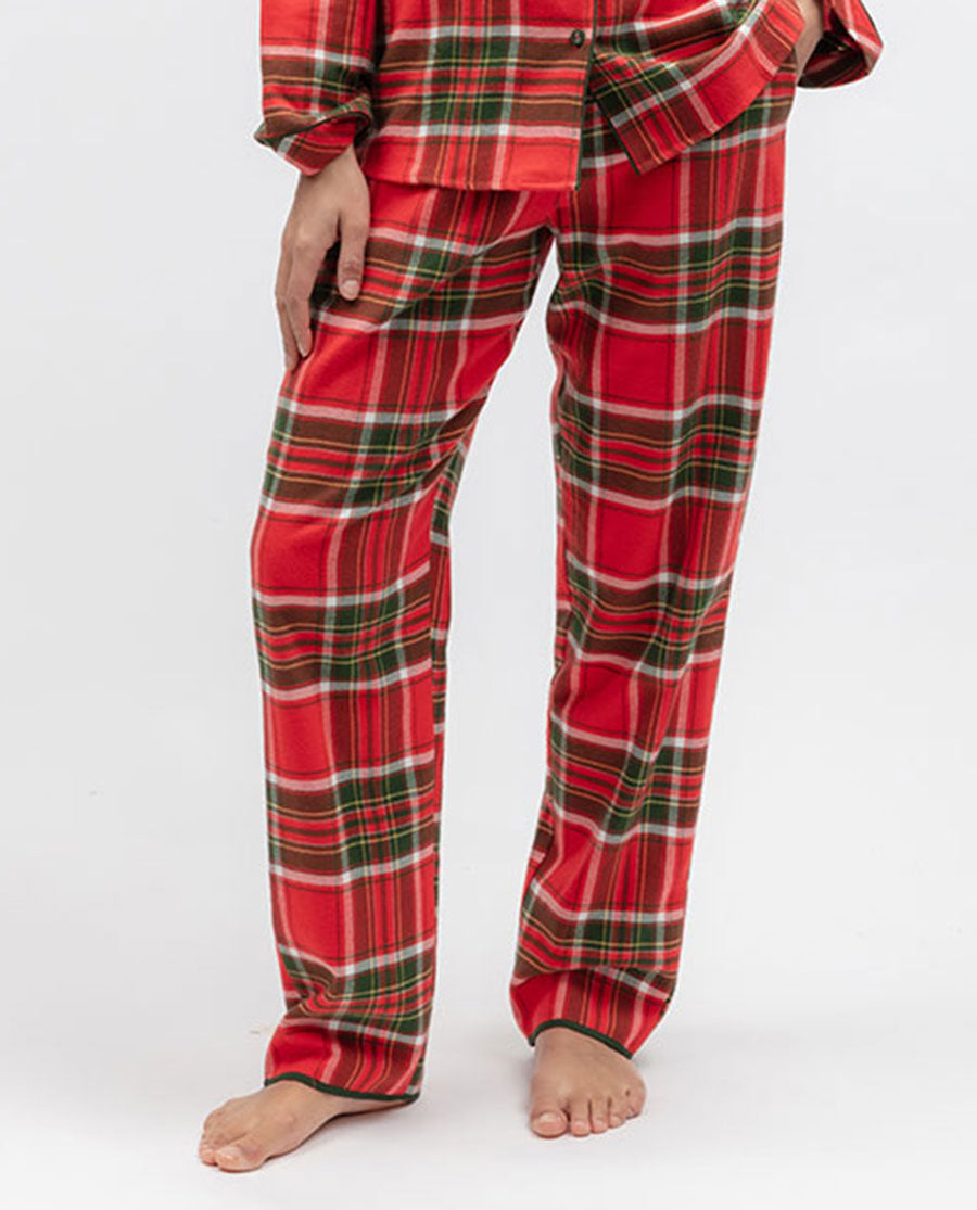 Womens Red Brushed Check Pyjama Bottoms