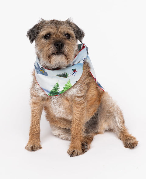 Foulard pour chien en jersey imprimé paysage hivernal Montana