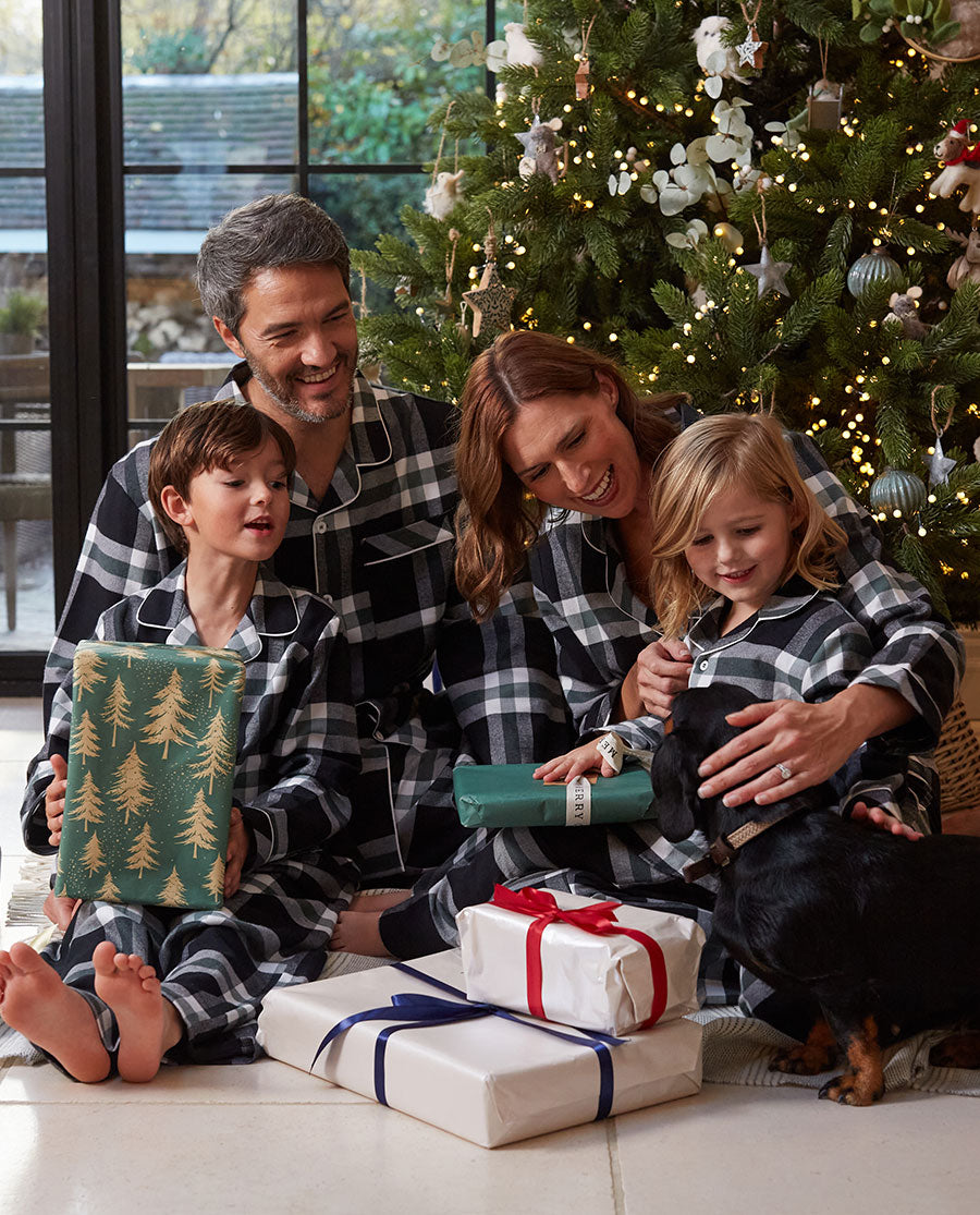 Black Brushed Checks Matching Family Pyjama Set