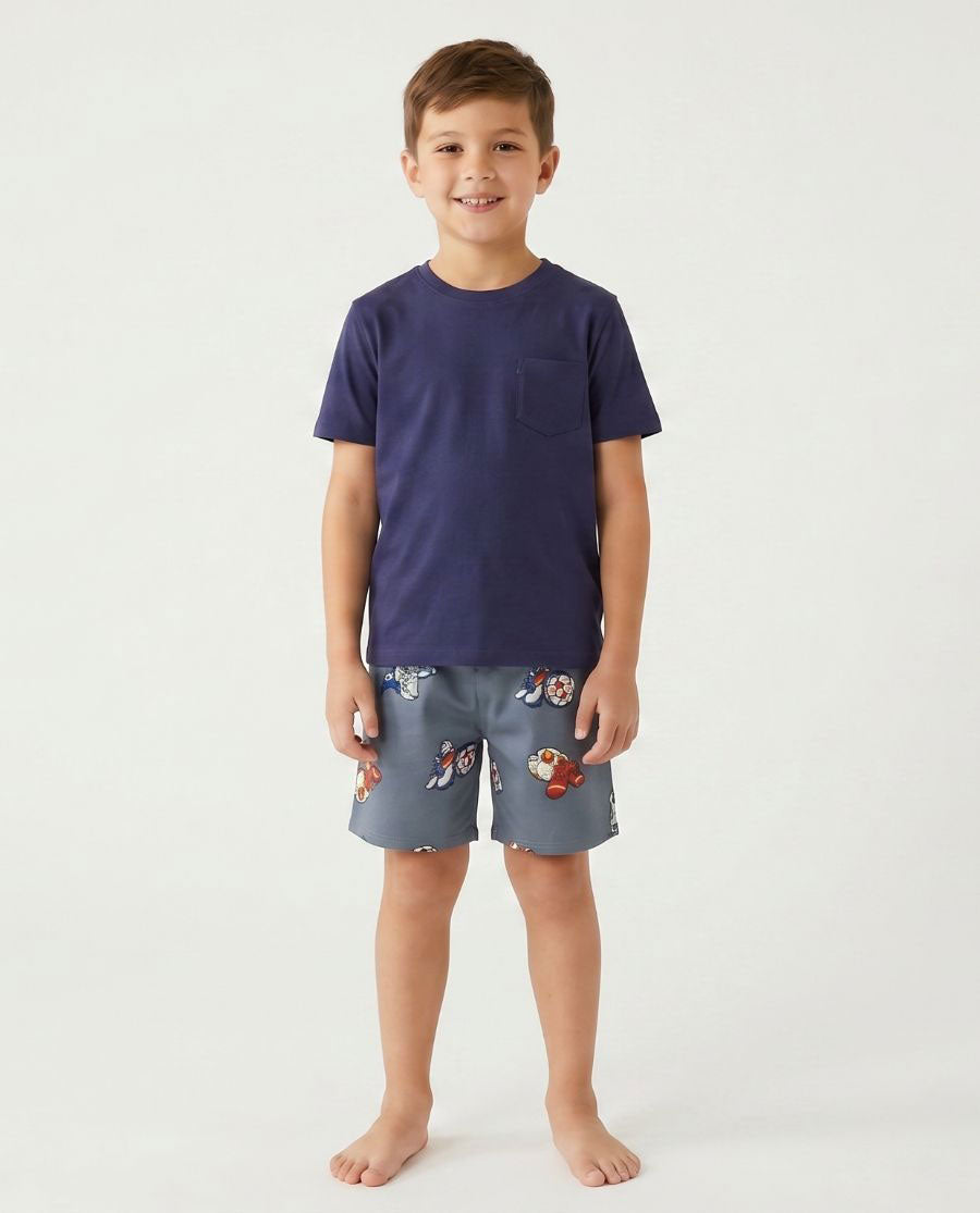 Striker Boys Jersey T-shirt and Football Print Shorty Set