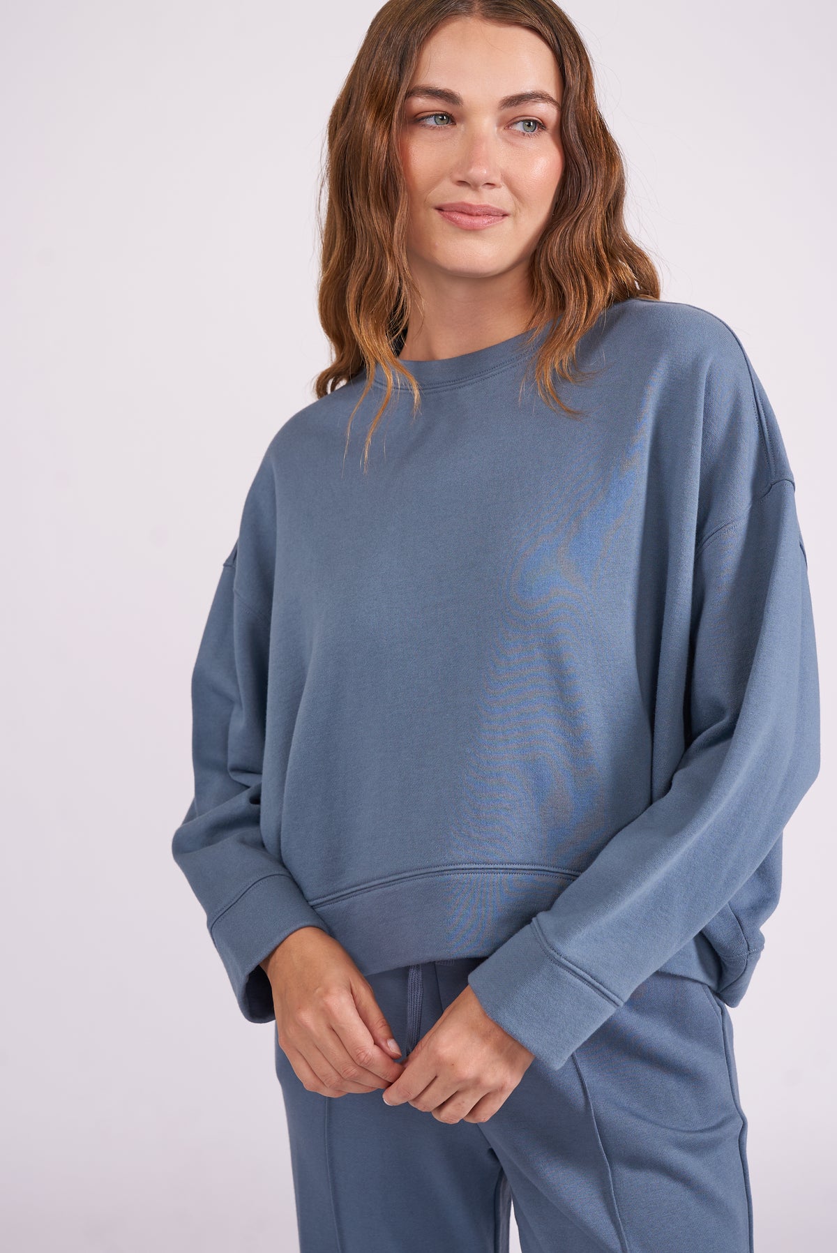 Womens Smoky Blue Lounge Crew-Neck and Joggers Set