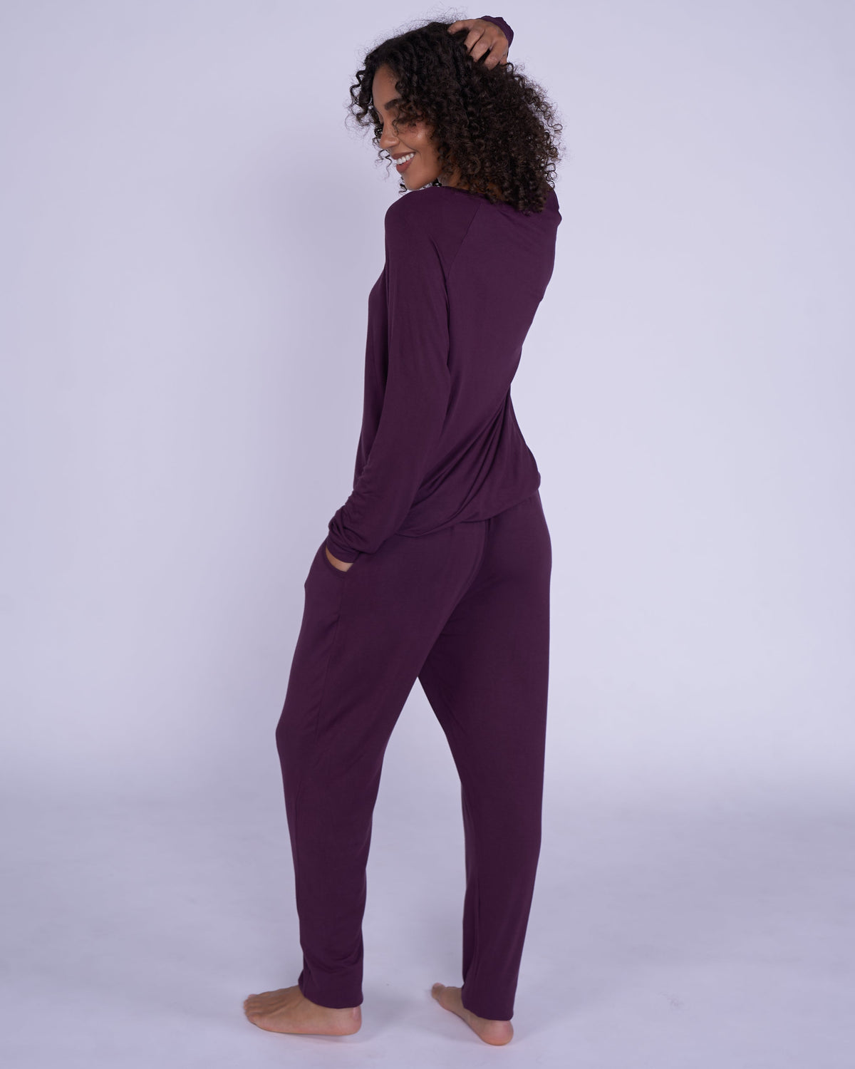 Womens Plum Slouch Jersey Pyjama Set
