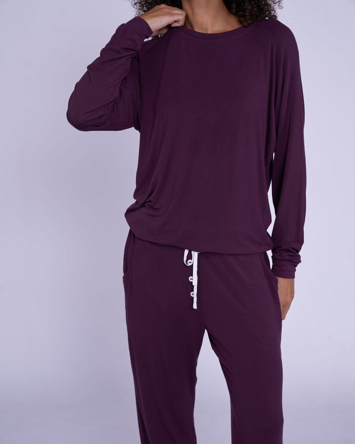 Womens Plum Slouch Jersey Pyjama Set
