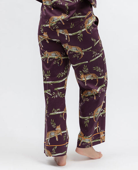 Wild Slumber Womens Leopard Print Wide Leg Pyjama Bottoms