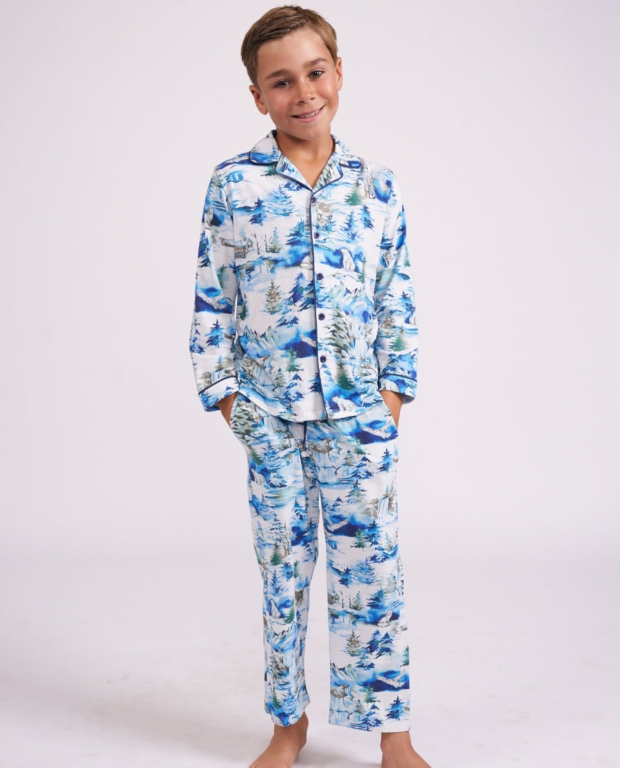 Kids Unisex Winterscape Printed Jersey Pyjama Set