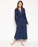 Jenna Lace-Detail Jersey Long Dressing Gown