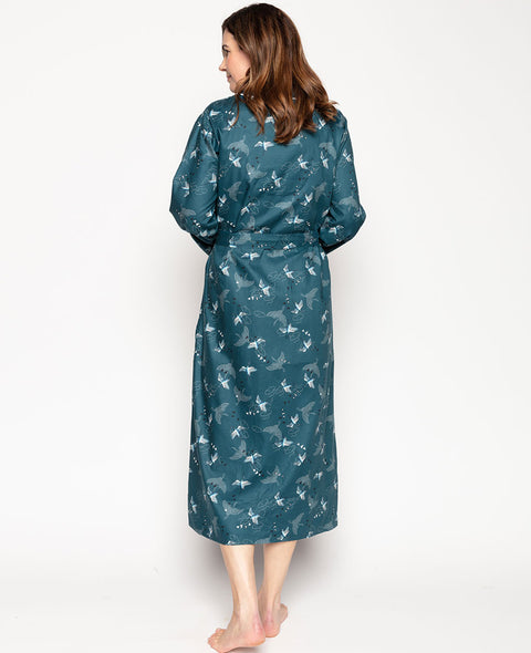 ثوب نوم طويل بطبعة عصفور مزين بالدانتيل من إيفون