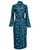 Yvonne  Lace-Trim Bird Print Long Dressing Gown