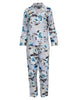 Maeve Pyjama-Set mit Spitzenbesatz, grau, Blumendruck