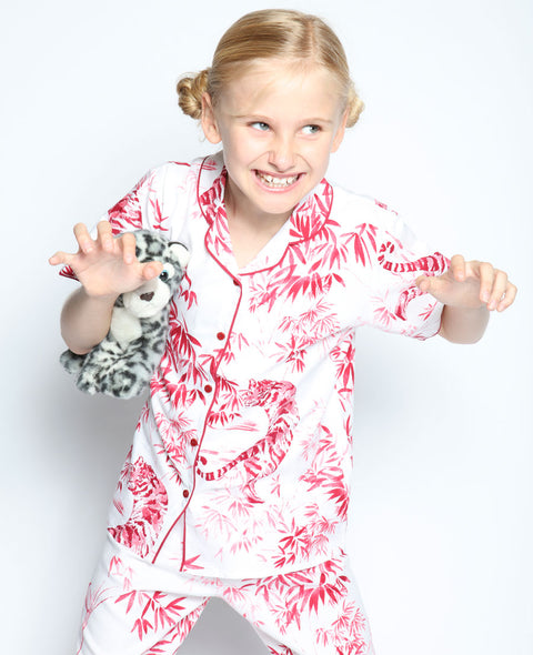 Kristen Pyjama-Set mit rotem Tiger-Print
