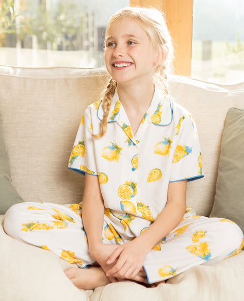 Phoebe White Lemon Print Pyjama Set