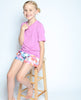 Aimee Jersey-Oberteil und Shorty-Set mit abstraktem Blumendruck