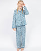 Pyjama à imprimé feuille Maria bleu sarcelle